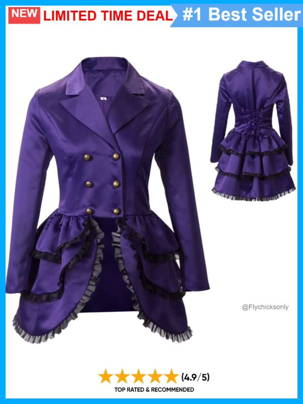 Victorian Steampunk Tuxedo Jacket Layered Dress Costume